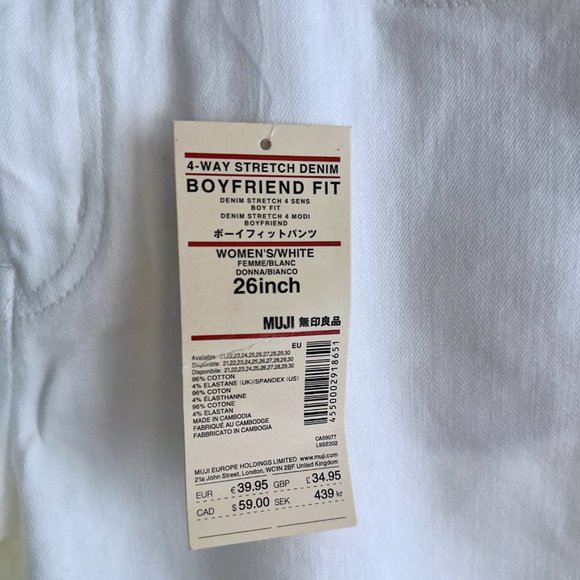 Muji Women's 4 Way Stretch Denim Boyfriend Fit - Size 26 - Picture 8 of 10